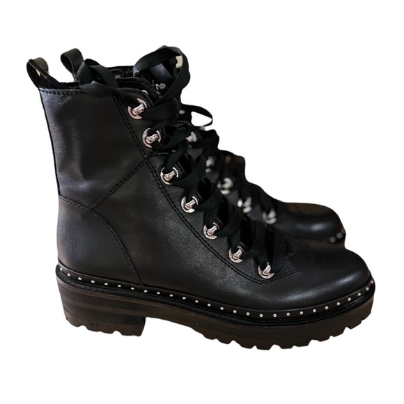 NWOB! Steve Madden Tweed Studded Lug Rubber Sole Platform Grunge Moto Leather - Picture 3 of 13